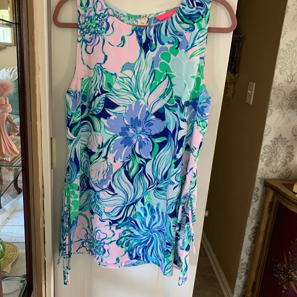EEUC donna tunic Floral Sleeveless Top - Pink and Blue
